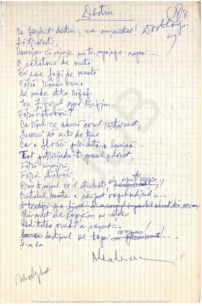 M-1063-1075-20 - 12 File de caiet cu ciorne de poezii. ALEXANDRU MIRCESCU